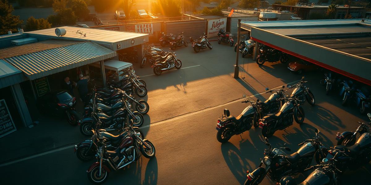 California motorcycle market aerial view